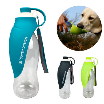 Pet Water Bottle with Silicone Bowl - 580ml